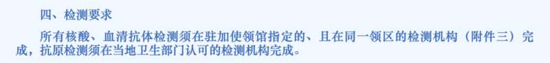 检测须在当地卫生部门认可的检测机构完成