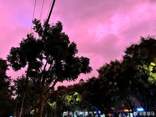 不少网友晒出台风“贝碧嘉”到来前的紫色天空