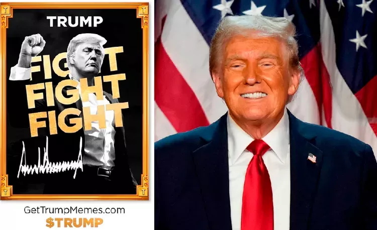 美国候任总统川普（右图）新发行的“迷因币”$TRUMP