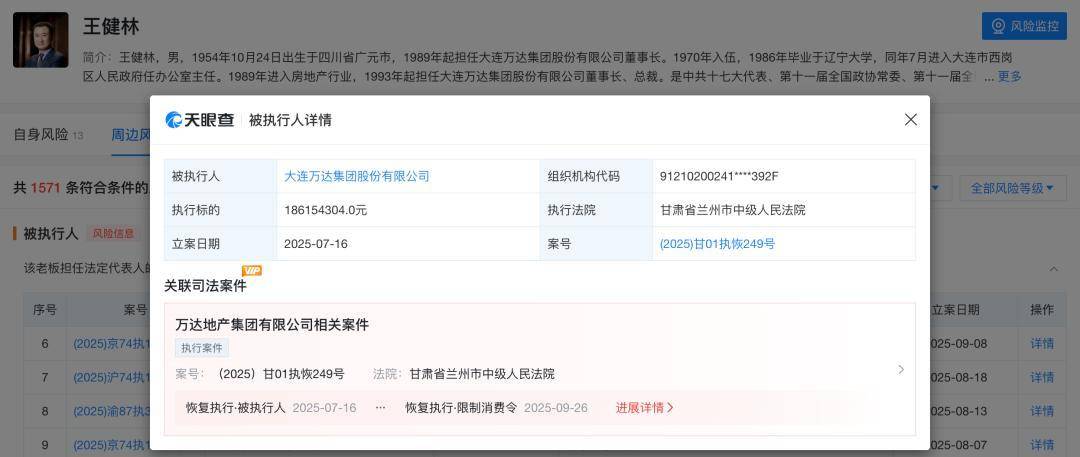 王健林被限制高消费